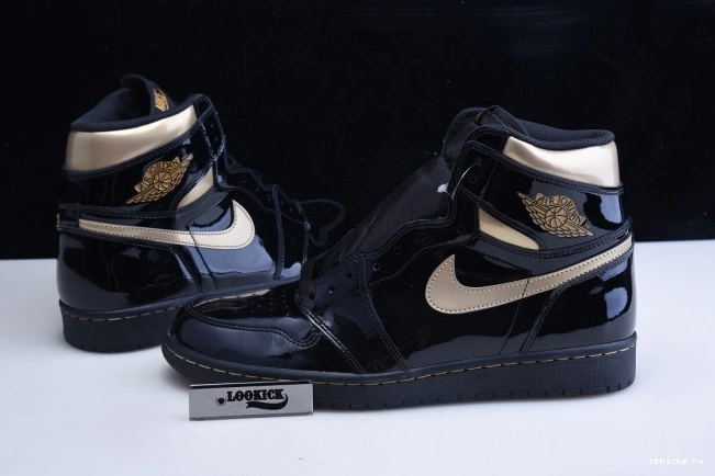 Reps TB JORDAN (2020) RETRO 555088-032 GOLD 1 HIGH AIR METALLIC BLACK 0705